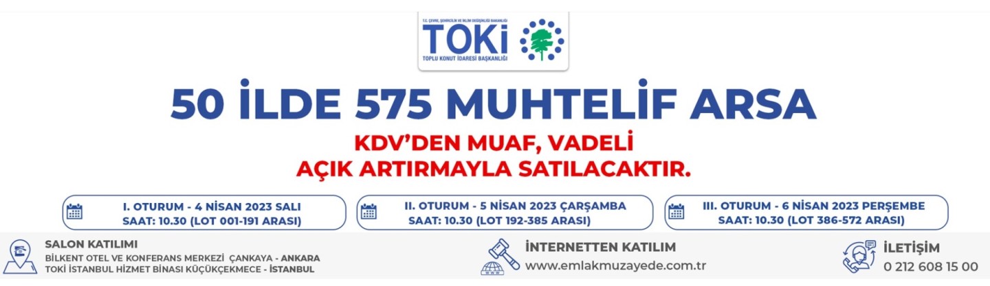 TOKİ Tekirdağ Çerkezköy'de 3 adet arsayı satışa sunuyor