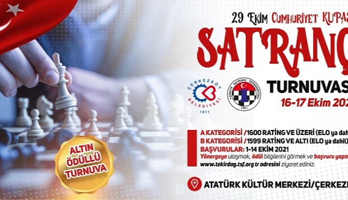 29 EKİM CUMHURİYET KUPASI SATRANÇ TURNUVASI KAYITLARI BAŞLADI 2 Ekim 2021