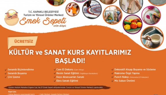 KÜLTÜR SANAT KURSLARI KAYITLARIMIZ BAŞLIYOR